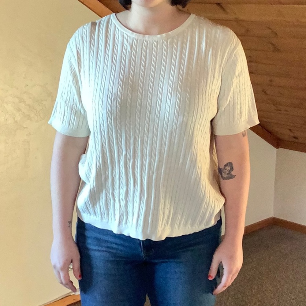 Vintage cream knit shirt sweater